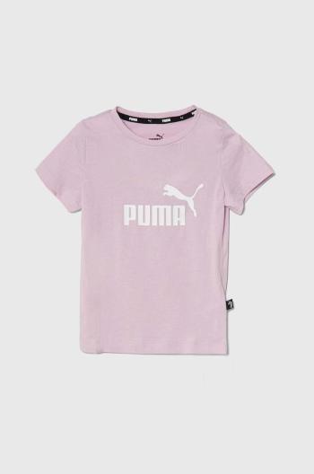 Dětské bavlněné tričko Puma růžová barva