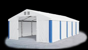 Garážový stan 6x10x3m střecha PVC 560g/m2 boky PVC 500g/m2 konstrukce ZIMA Bílá Bílá Modré