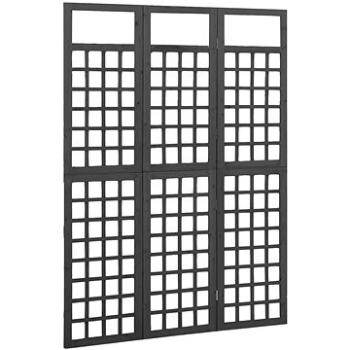 Shumee 3dílná dělicí stěna / treláž masivní jedle černá 121×180 cm, 316482 (316482)