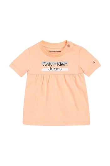 Dívčí šaty Calvin Klein Jeans oranžová barva, mini