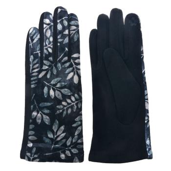 Černo stříbrné sametové rukavice s květy - 8*24 cm MLGL0024