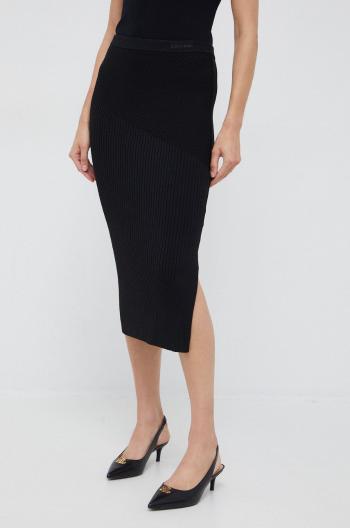 Sukně Calvin Klein černá barva, midi, pouzdrová