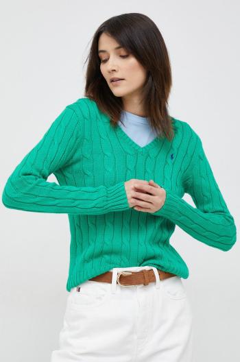 Bavlněný svetr Polo Ralph Lauren dámský, zelená barva, lehký