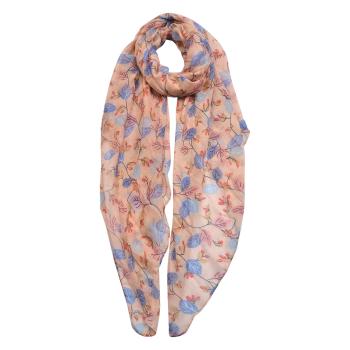 Růžovo hnědý šátek s barevnými lístky - 80*180 cm JZSC0464P