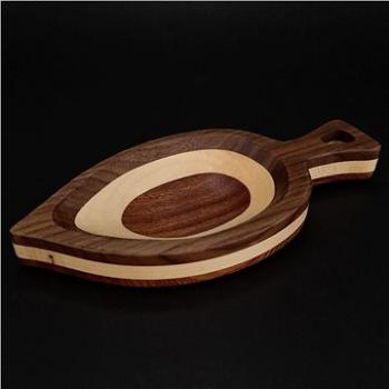 AMADEA Dřevěná miska mozaika ve tvaru listu, masivní dřevo, 3 druhy dřevin, rozměr 22x10,50x2,50 cm (29833-00)