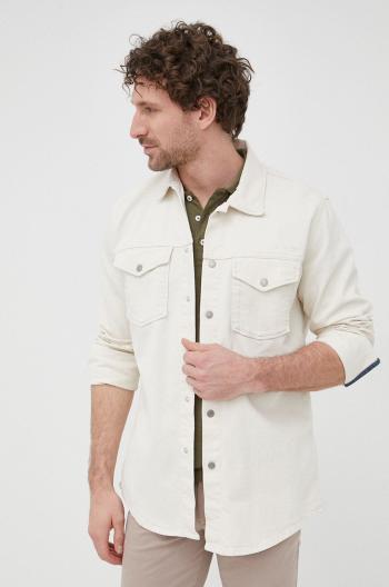Džínová košile Pepe Jeans Dave Natural pánská, béžová barva, regular, s klasickým límcem