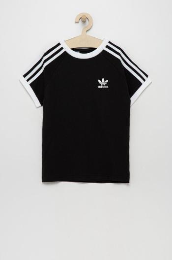 Dětské bavlněné tričko adidas Originals černá barva, s aplikací