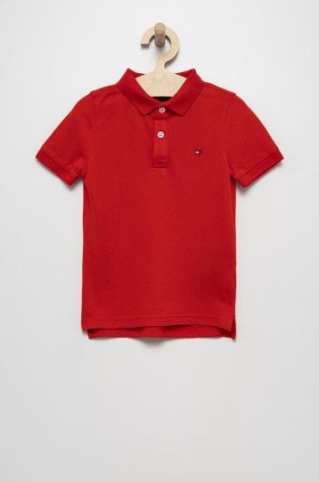 Dětská bavlněná polokošile Tommy Hilfiger červená barva