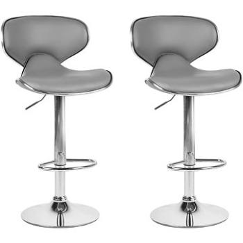 Sada 2 barových židlí s ekokůže šedá CONWAY, 160606 (beliani_160606)