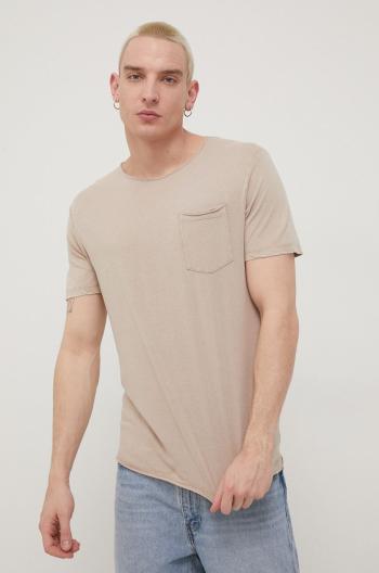 Bavlněné tričko Produkt by Jack & Jones béžová barva, hladký