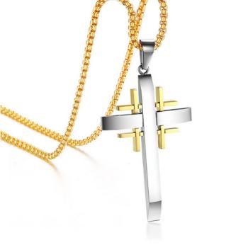 Ziskoun řetízek s přívěskem Jerusalem Cross z chirurgické oceli PN000090 Barva: Stříbrná, Zlatá