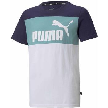 Puma ESS+COLORBLOCK TEE Chlapecké triko, bílá, velikost 128