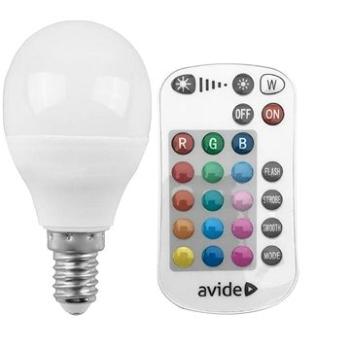 AVIDE Chytrá LED žárovka E14 4,9W RGB+W, stmívatelná, s dálkovým ovládáním, ekv. 40W, 3 roky (ASMG14RGBW-4.9W-RC)