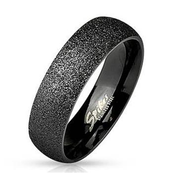 Šperky4U Černý ocelový prsten pískovaný, šíře 6 mm - velikost 57 - OPR0032-6-57