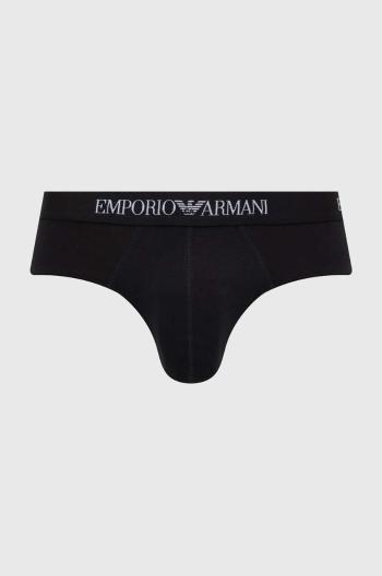 Bavlněné slipy Emporio Armani Underwear 3-pack černá barva