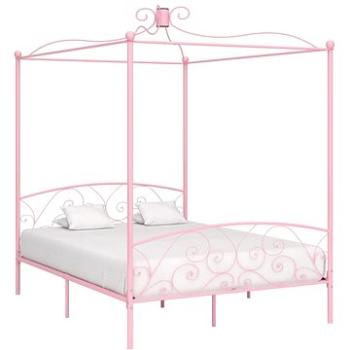 Rám postele s nebesy růžový kovový 180x200 cm (284491)