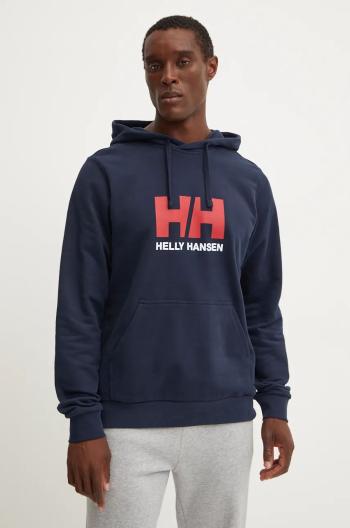 Bavlněná mikina Helly Hansen HH LOGO pánská, tmavomodrá barva, s kapucí, s potiskem, 30394