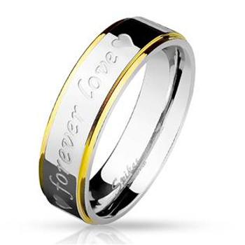 Šperky4U Ocelový prsten s textem "Forever Love" - velikost 55 - OPR0029-6-55