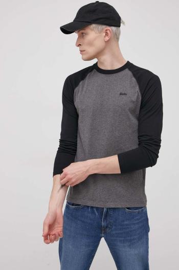 Bavlněné tričko s dlouhým rukávem Superdry šedá barva, melanžové