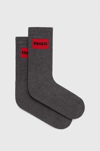 Ponožky HUGO (2-pak) pánské, šedá barva