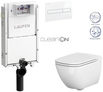 LAUFEN Podomít. systém LIS TW1 SET s bílým tlačítkem + WC CERSANIT CLEANON CASPIA + SEDÁTKO H8946630000001BI CP1