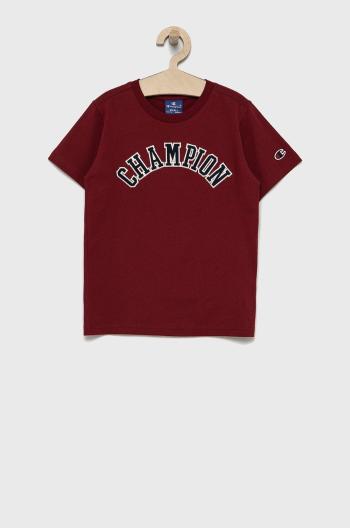 Dětské bavlněné tričko Champion 305776 vínová barva, hladké