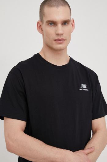 Bavlněné tričko New Balance UT21503BK černá barva, hladký