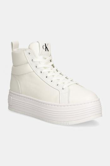 Sneakers boty Calvin Klein Jeans BOLD PLATF MID OH MG LTH bílá barva, YW0YW01583