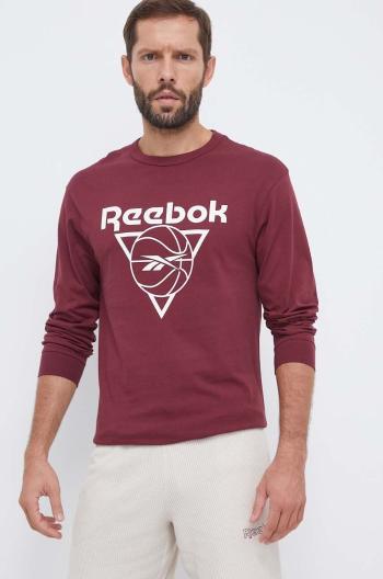 Bavlněné tričko s dlouhým rukávem Reebok Classic Basketball vínová barva, s potiskem