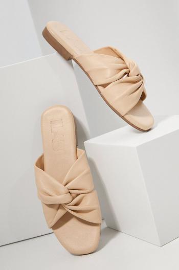 Kožené pantofle Answear Lab dámské, béžová barva