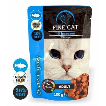 FINE CAT kapsička GF 100 g, adult, s lososom v omáčke - FINE CAT kapsička grain free 100 g, adult, s lososem v omáčce