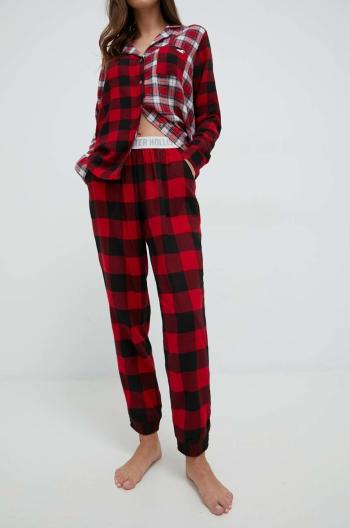 Pyžamové kalhoty Hollister Co. dámské, červená barva