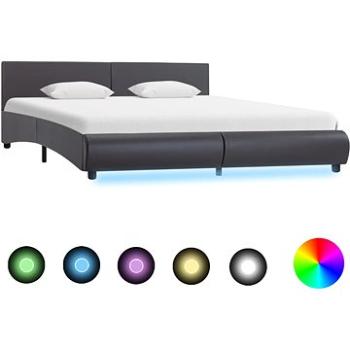 Rám postele s LED světlem šedý umělá kůže 180x200 cm (285497)