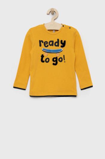 Dětská bavlněná košile s dlouhým rukávem Birba&Trybeyond žlutá barva, s aplikací