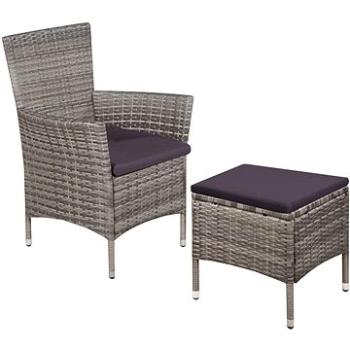 Zahradní židle a stolička s poduškami polyratan šedé 44092 (44092)