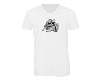 Pánské triko s výstřihem do V Drsná kočka