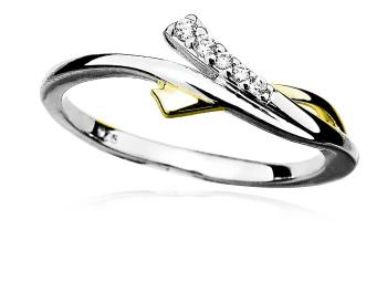 MOISS Půvabný stříbrný bicolor prsten se zirkony R0000 59 mm