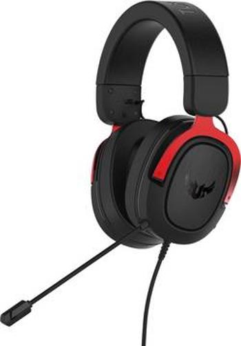 Asus TUF H3 herní headset na kabel přes uši, jack 3,5 mm, černá, červená