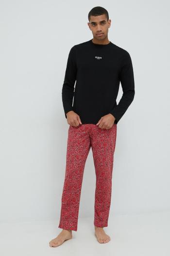Bavlněné pyžamo Guess červená barva, s potiskem