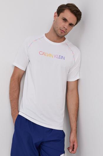 Tričko Calvin Klein Performance pánské, bílá barva, s potiskem