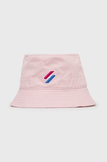Bavlněná čepice Superdry růžová barva, bavlněný