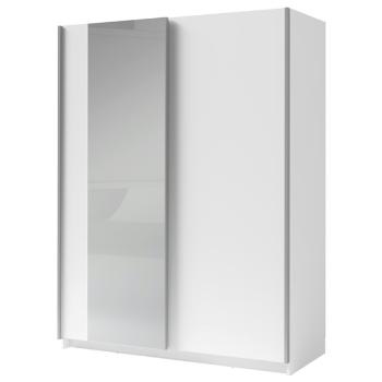 Šatní skříň se zrcadlem SPLIT bílá, šířka 150 cm