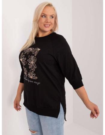 Dámská halenka s aplikací ležérní plus size černá 