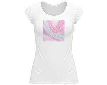 Dámské tričko velký výstřih Růžový abstraktní vzor