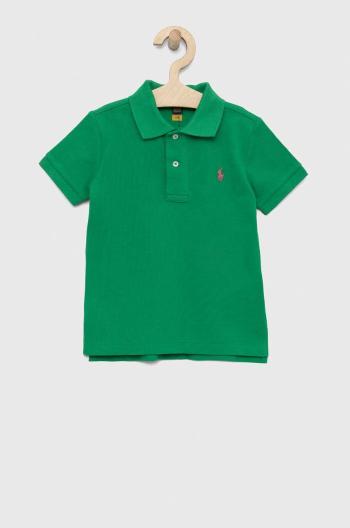 Dětská bavlněná polokošile Polo Ralph Lauren zelená barva