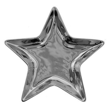 Stříbrná keramická miska ve tvaru hvězdy Silver Star - 16*16*2 cm 6CE1462