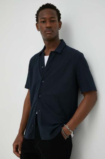 Košile Samsoe Samsoe Pánská, tmavomodrá barva, relaxed, s klasickým límcem