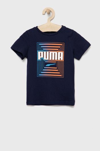 Dětské bavlněné tričko Puma 847292 tmavomodrá barva, s potiskem
