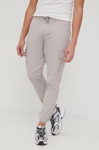Bavlněné kalhoty Brave Soul pánské, šedá barva, ve střihu cargo