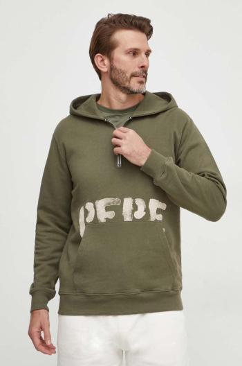 Bavlněná mikina Pepe Jeans ROLF pánská, zelená barva, s kapucí, s potiskem, PM582565